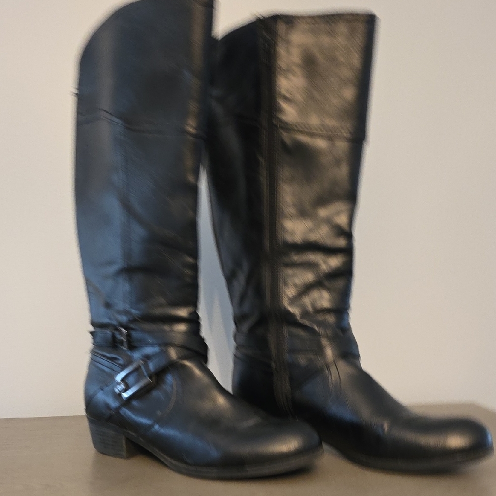 Liz Claiborne Black Over-the-Knee Buckle Riding Boots